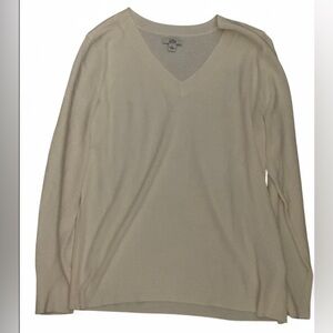 Croft & Barrow Cream Cashmere Knit V-Neck Long Sleeve Sweater Women’s Size L
